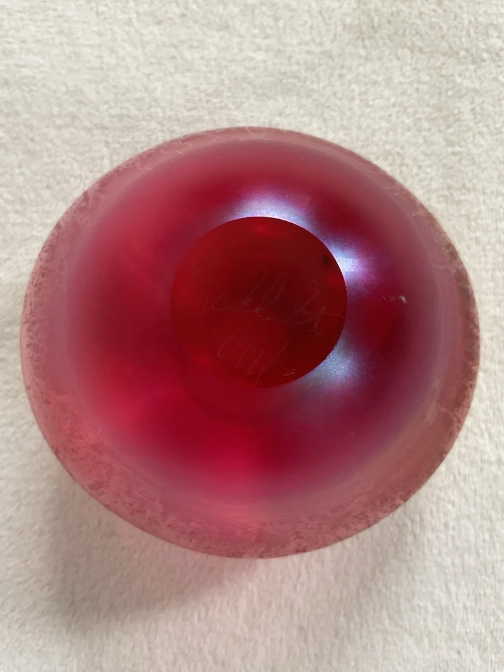 Robert Eickholt 1991 Signed Art Glass Vase Ruby Red Gold Leaf